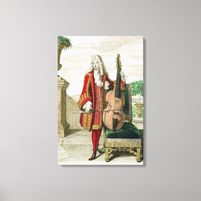 Impressão Em Tela Cavalheiro tocando violoncelo, publicado c.1688-90 (Frente)
