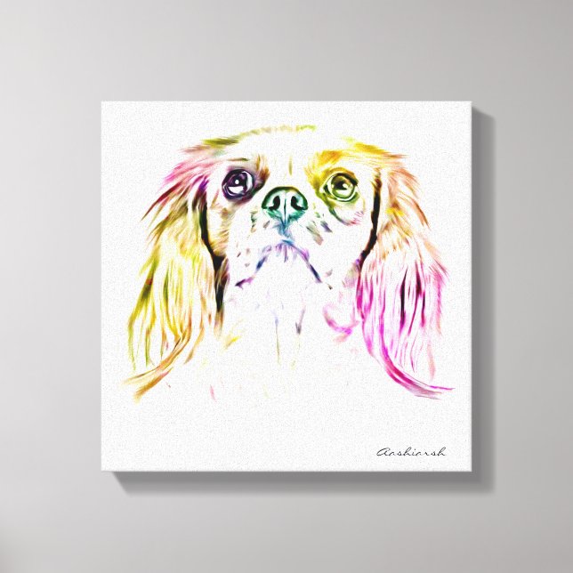 Impressão Em Tela Cavalier King Charles Spaniel Dog Art Pintura (Frente)