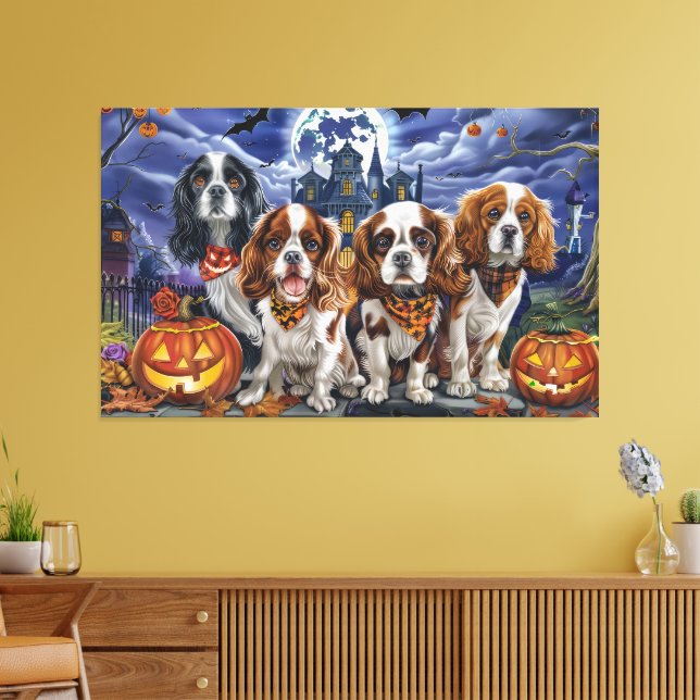 Impressão Em Tela Cavalier King Charles Spaniel Halloween Spooky (Insitu(Sala de estar))