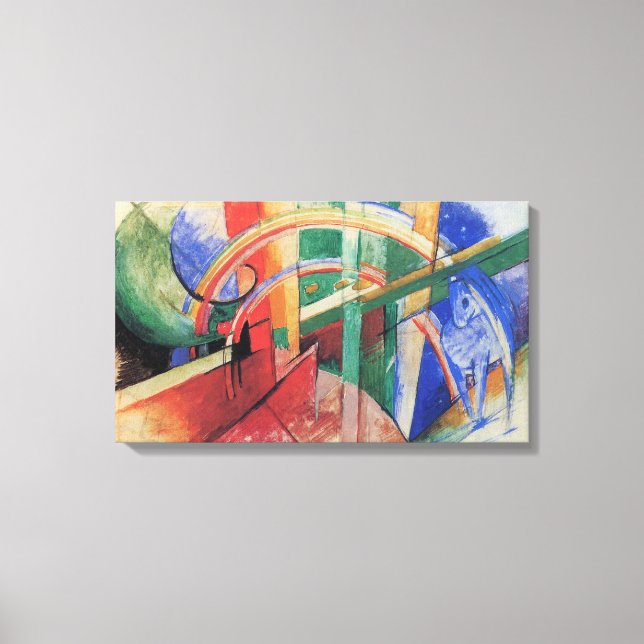 Impressão Em Tela Cavalo Azul com Arco-íris de Franz Marc (Frente)