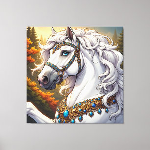 Impressão Em Tela Cavalo branco magnífico