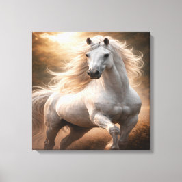 Impressão Em Tela Cavalo Branco Majestoso