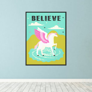 Impressão Em Tela cavalo com asa pegasus retro mod pop art