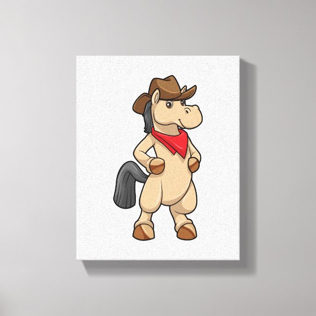 Impressão Em Tela Cavalo como Cowboy (Frente)
