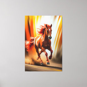 Impressão Em Tela Cavalo Correndo Ardente – Arte de Energia Dinâmica