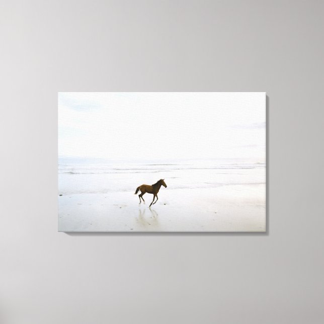 Impressão Em Tela Cavalo correndo na praia (Frente)