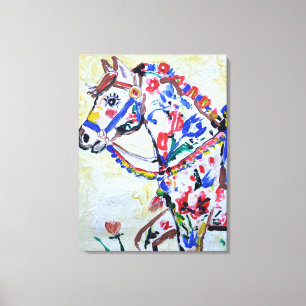 Impressão Em Tela Cavalo de Arte Popular Caprichoso Expressionista