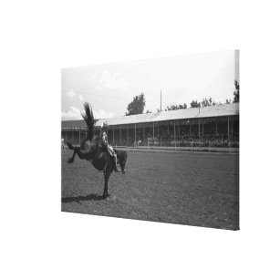 Impressão Em Tela Cavalo de equitação do vaqueiro no rodeio, (B&W)