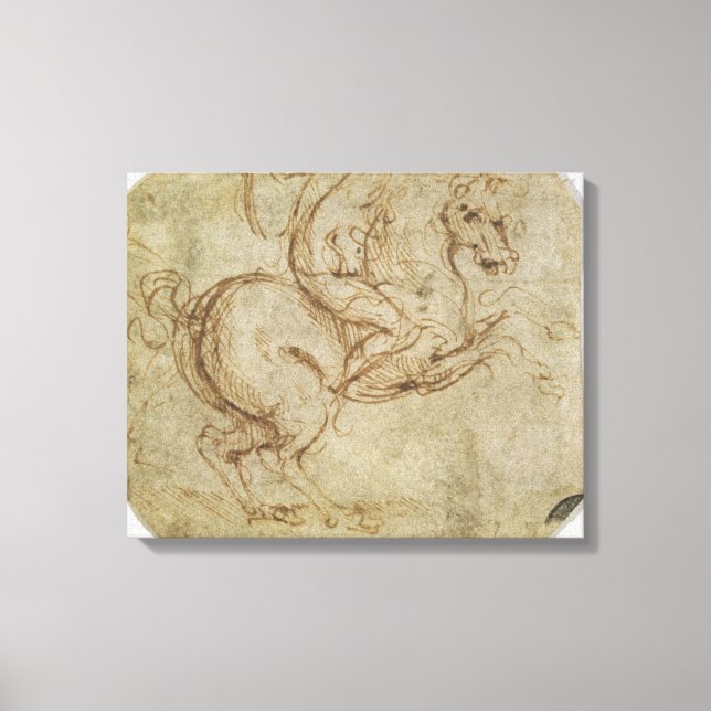 Impressão Em Tela Cavalo e cavaleiro (caneta e tinta no papel) (Frente)