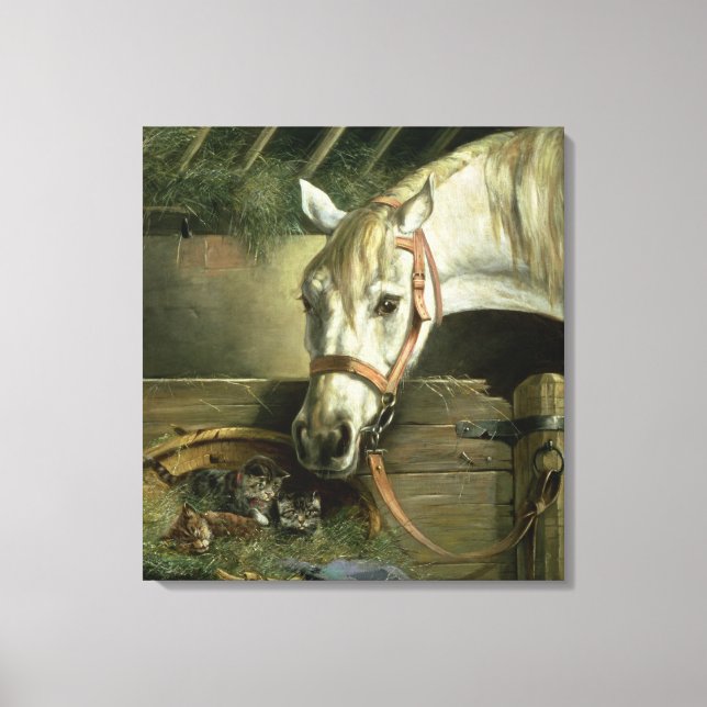 Impressão Em Tela Cavalo e gatinhos, 1890 (Frente)