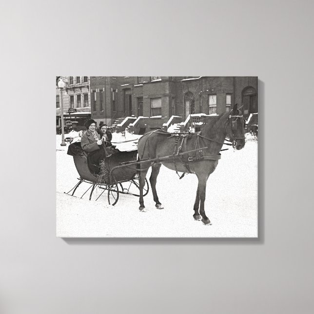 Impressão Em Tela Cavalo e Sleigh, 1935 (Frente)