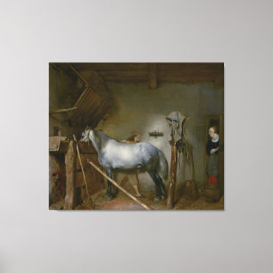 Impressão Em Tela Cavalo em um estábulo, c.1652-54 (óleo no painel