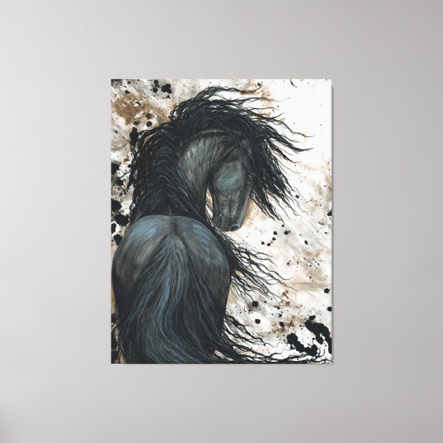 Impressão Em Tela Cavalo Frísia Majestoso por Tela de Bihrle (Frente)