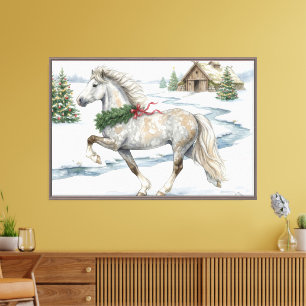 Impressão Em Tela Cavalo Islandês Festivo em Paisagem de Inverno