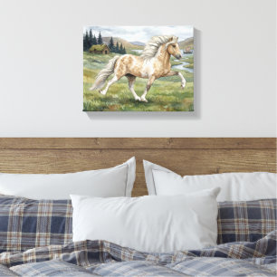Impressão Em Tela Cavalo Islandês Pinto Carismático aquarela