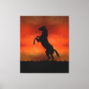 Impressão Em Tela Cavalo Livre Ao Pôr-do-Sol