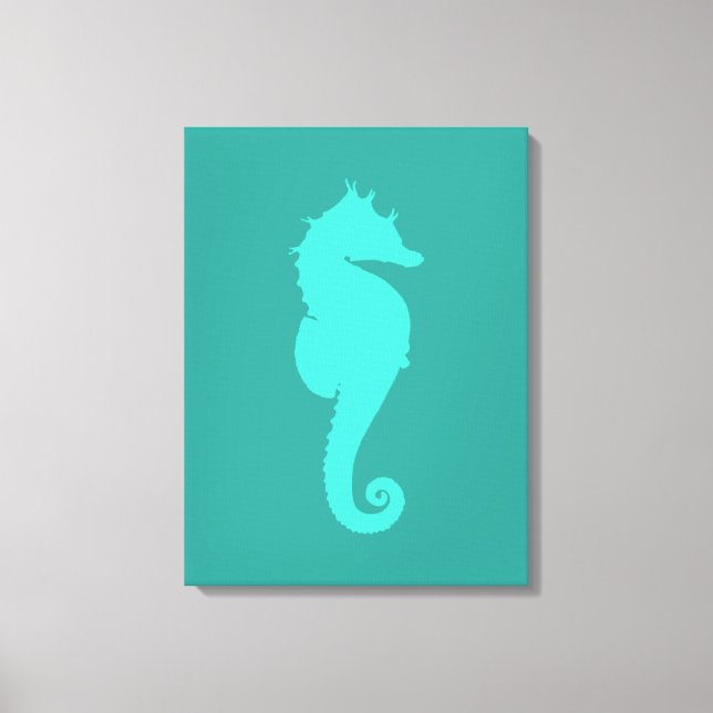 Impressão Em Tela Cavalo-Marinho Turquesa (Frente)