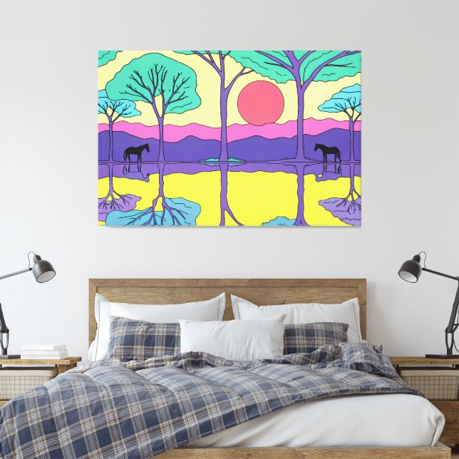 IMPRESSÃO EM TELA CAVALO PRETO (Insitu(Quarto))