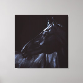 Impressão Em Tela Cavalo preto elegante pintado à mão