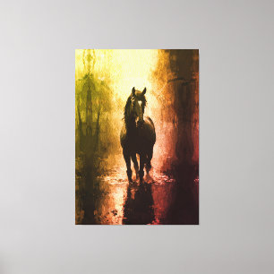 Impressão Em Tela Cavalo Preto Místico – Fantasia Sombria Equestre