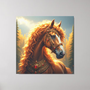 Impressão Em Tela Cavalo Vermelho Majestoso