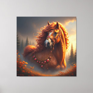 Impressão Em Tela Cavalo Vermelho Majestoso