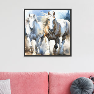 Impressão Em Tela Cavalos Aquarela Espírito Selvagem