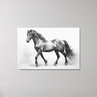 Impressão Em Tela Cavalos brancos negros monocromáticos | Arte de pa