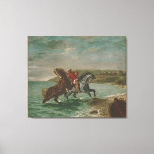 Impressão Em Tela Cavalos de Ferdinand Delacroix Saindo do Mar