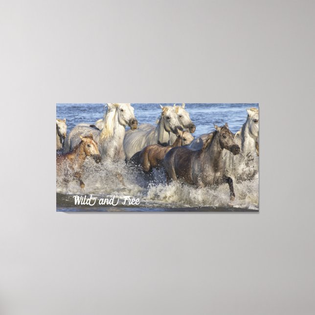 Impressão Em Tela Cavalos galopando na água (Frente)