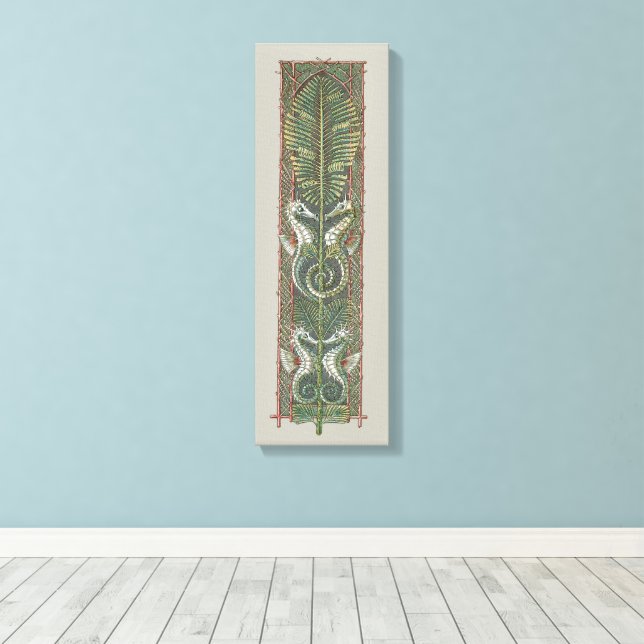 Impressão Em Tela Cavalos-marinhos e algas marinhas, Arte Nova Antig (Insitu(piso de madeira))