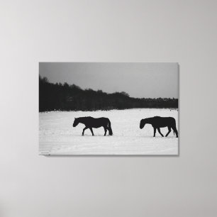 Impressão Em Tela Cavalos na neve 36x24 (90x60cm)