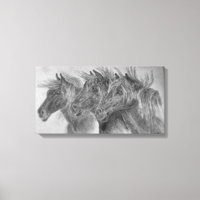 Impressão Em Tela Cavalos selvagens ao vento (Frente)