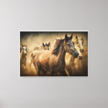 Cavalos Selvagens Correndo: Arte Rústica Ocidental