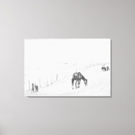 Impressão Em Tela Cavalos Selvagens Rurais, Monocromáticos, Pretos E