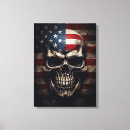 Impressão Em Tela Caveira da Bandeira Americana 