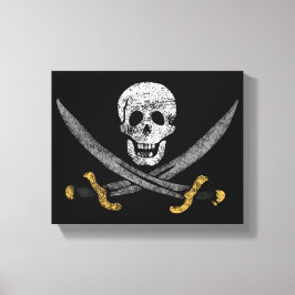 Impressão Em Tela Caveira e Espadas Jolly Roger Pirate Flag
