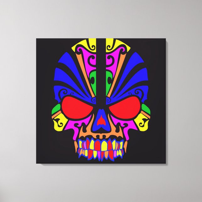 Impressão Em Tela Caveira em Cor (Frente)