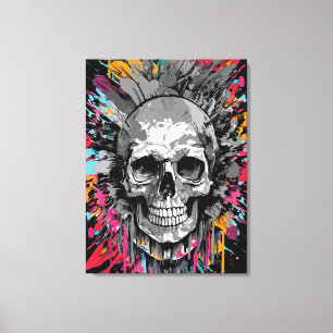 Impressão Em Tela Caveira Pirata - Tela de Caveira Colorida