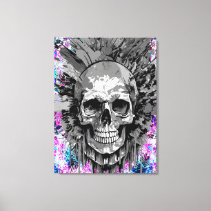 Impressão Em Tela Caveira Pirata - Tela de Caveira Colorida