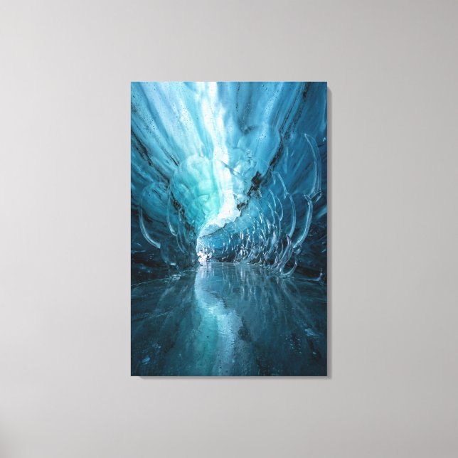 Impressão Em Tela Caverna de Gelo Celestial - Realismo Abstrato Azul (Frente)