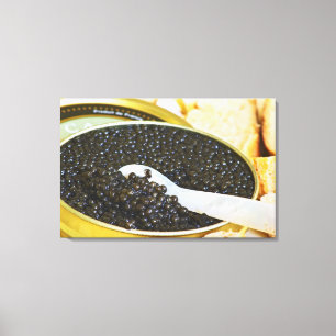 Impressão Em Tela Caviar preto e uma colher de madrepérola para