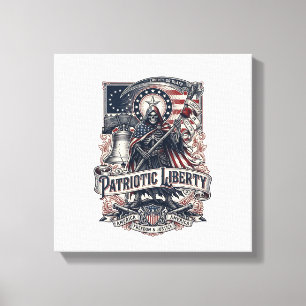 Impressão Em Tela Ceifador da Liberdade Patriótica Esqueleto Patriot