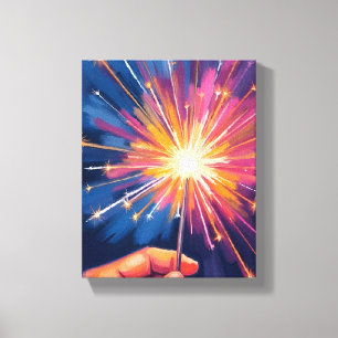 Impressão Em Tela Celebração de Ano Novo com Lantejoula Aquarela