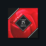 Impressão Em Tela Celebração do Aniversário de Casamento de Rosa 15<br><div class="desc">Celebre o aniversário do casamento da 15 rosa com este embrulho de canvas de na moda! As letras brancas elegantes sobre um fundo de rosa vermelha romântico acrescentam um toque memorável para esta ocasião especial e marco. Personalize com os nomes do casal e as datas do casamento. Design © W.H....</div>