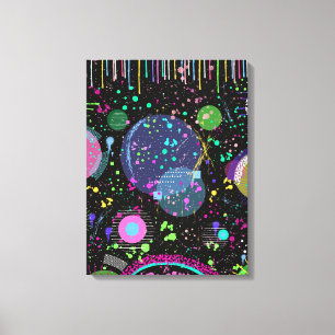 Impressão Em Tela Celebrações Celestiais: Arte abstrata maximalista