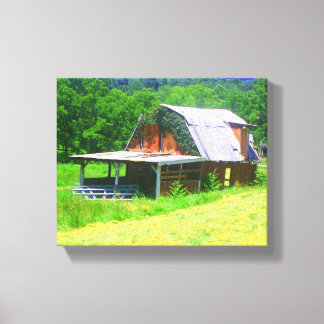 Impressão Em Tela Celeiro vermelho nas montanhas