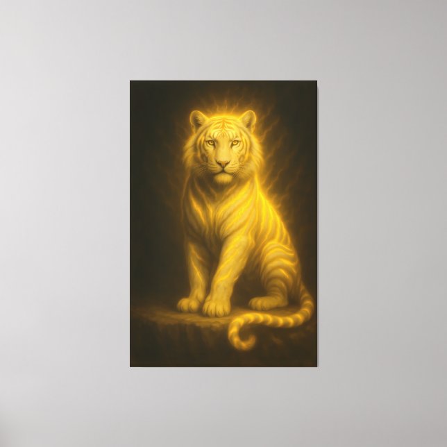 Impressão Em Tela Celestial Golden White Tiger – Radiant Throne Aura (Frente)