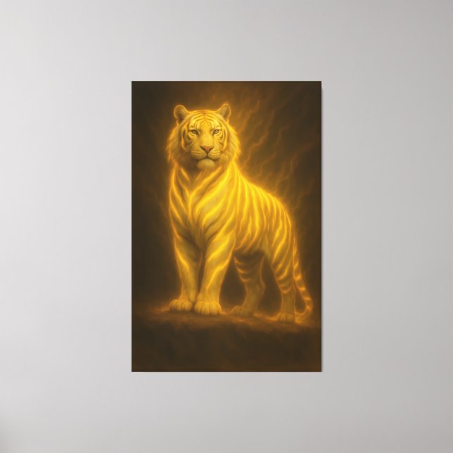 Impressão Em Tela Celestial Golden White Tiger – Royal Divine Light  (Frente)