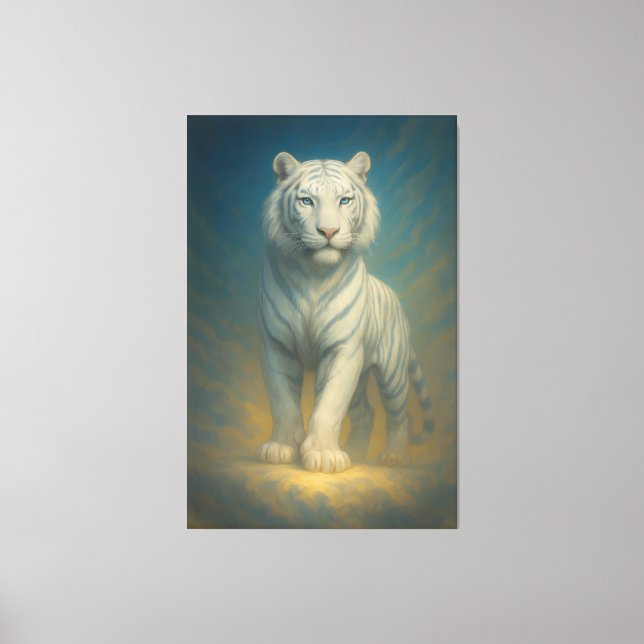 Impressão Em Tela Celestial Ice-Aura White Tiger – Frostlight Divine (Frente)